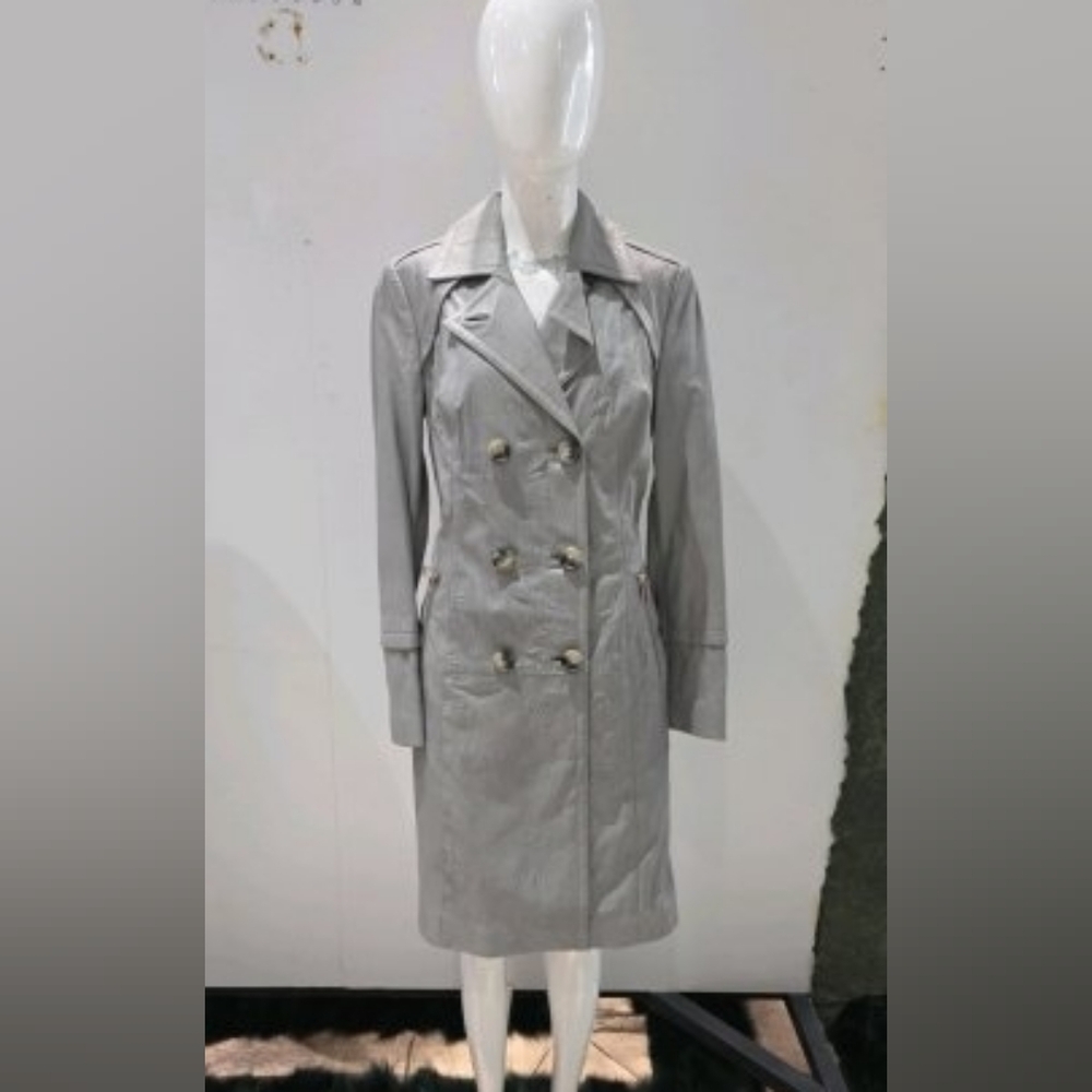 Ottimo Leather Women's Gray Trench Coat